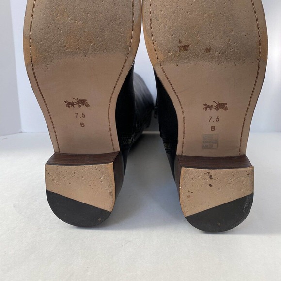 COACH Boots Black Riding CAROLINA SZ 7.5B Black Leather - Picture 12 of 12